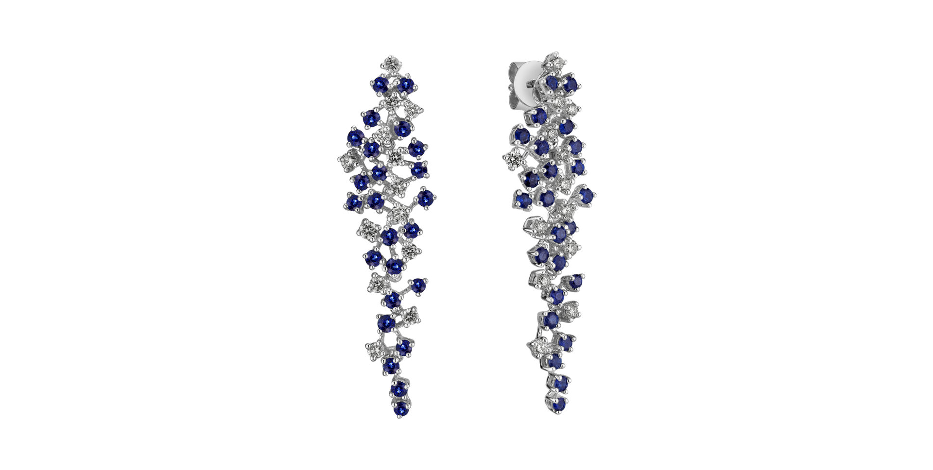 Diamond earrings and Sapphire Sparkling Waterfall