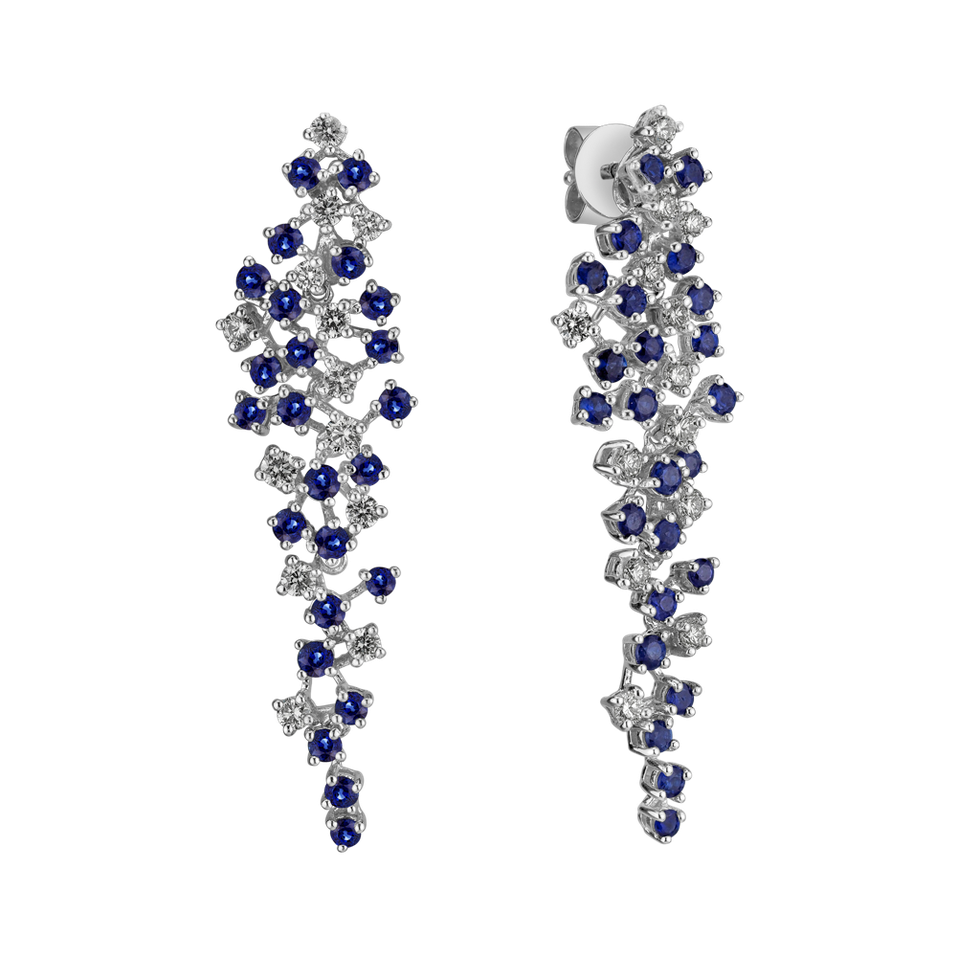 Diamond earrings and Sapphire Sparkling Waterfall