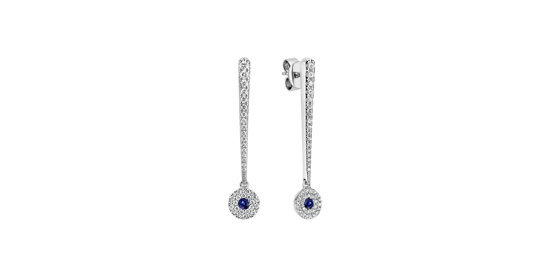 Diamond earrings with Sapphire Sparkling Exclamation