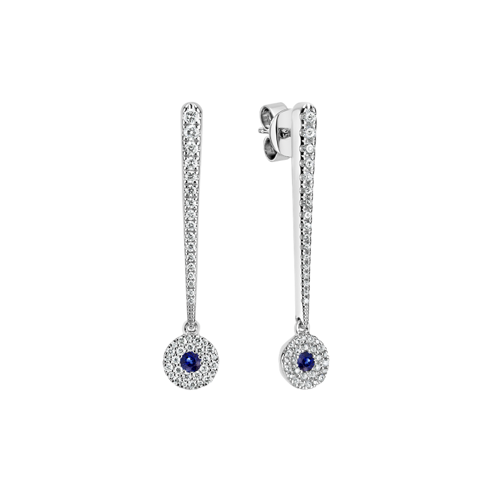 Diamond earrings with Sapphire Sparkling Exclamation