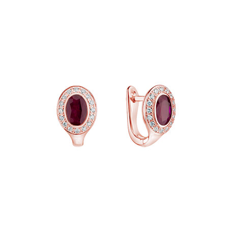 Diamond earrings with Ruby Lucky Ruby