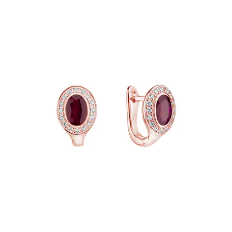 Diamond earrings with Ruby Lucky Ruby