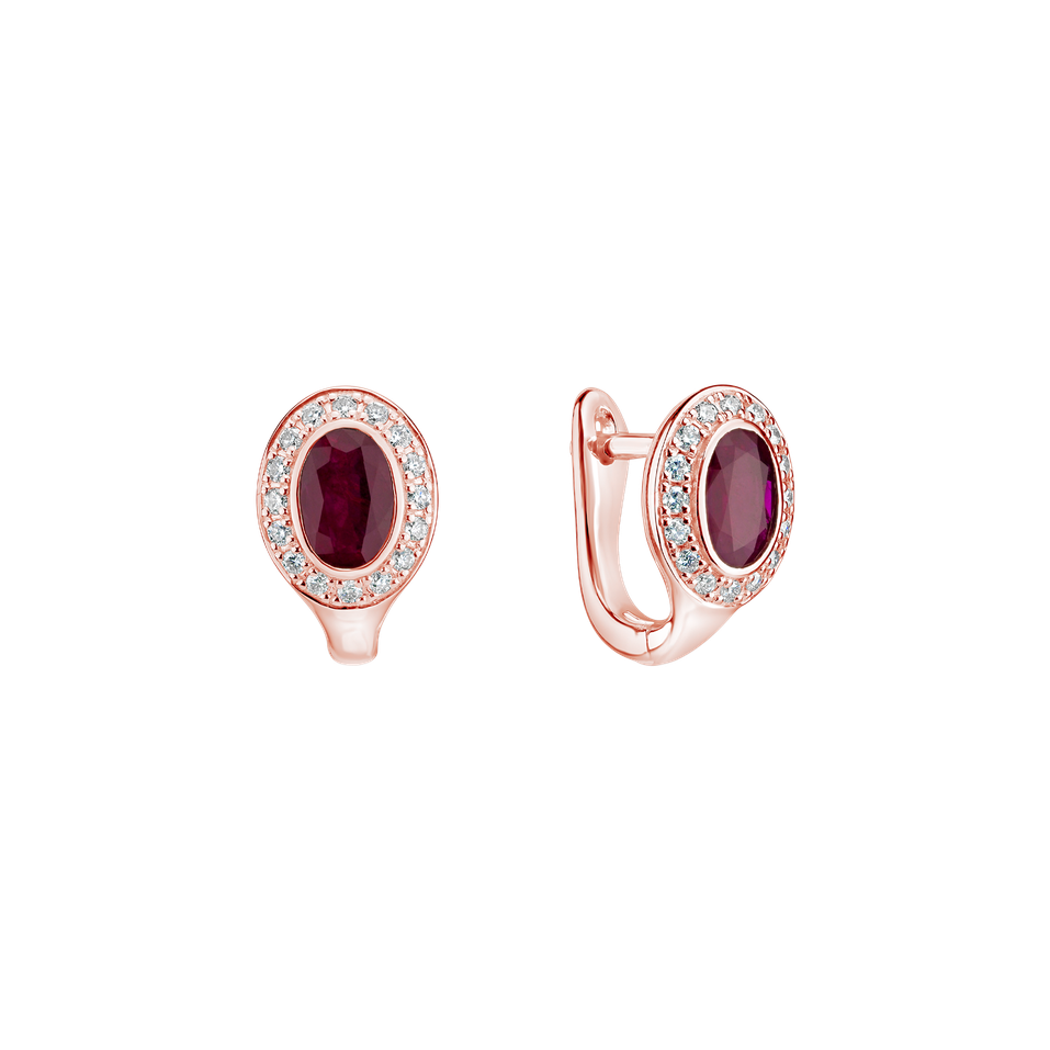 Diamond earrings with Ruby Lucky Ruby