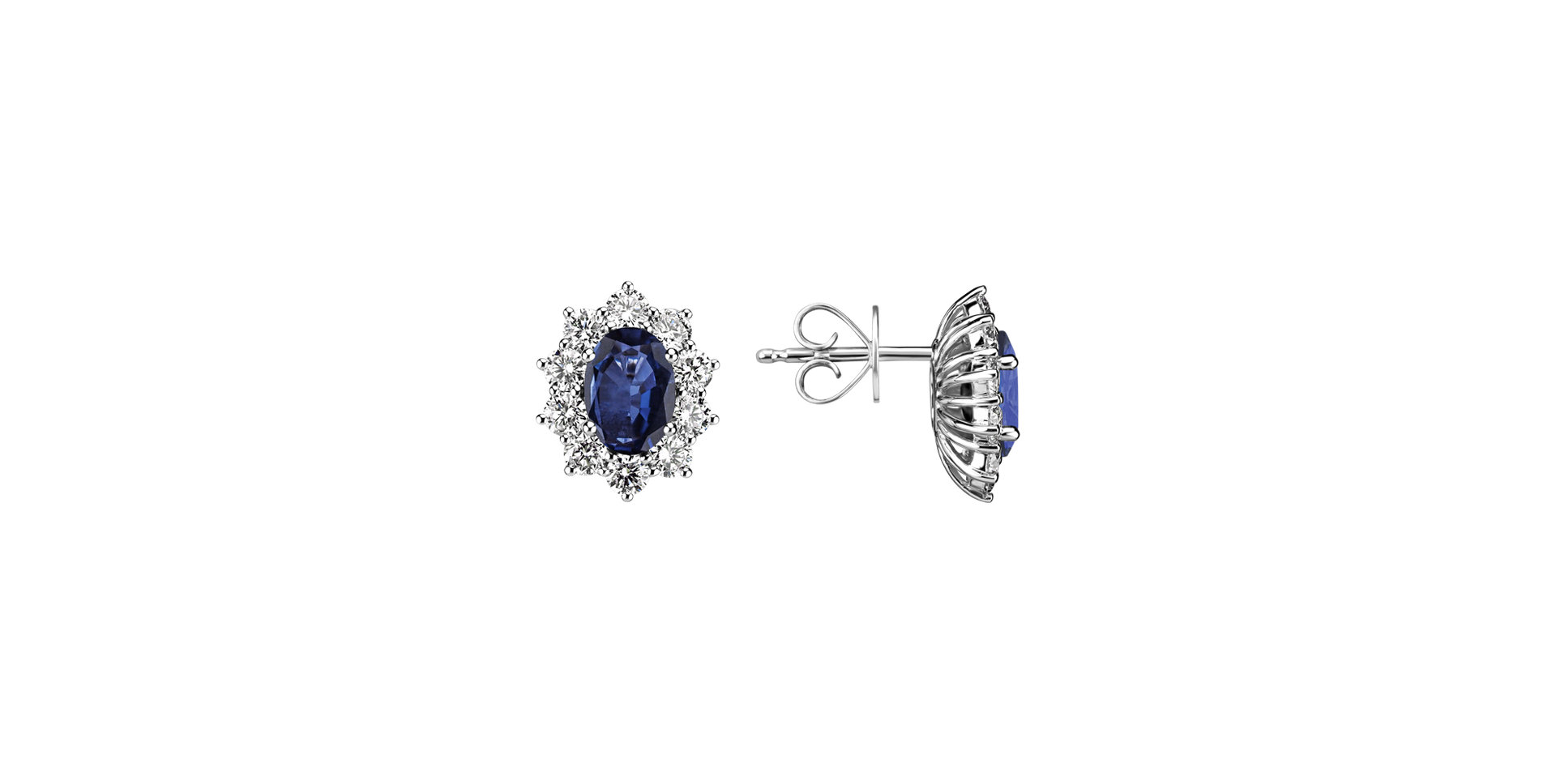 Diamond earrings with Sapphire Princess Joy