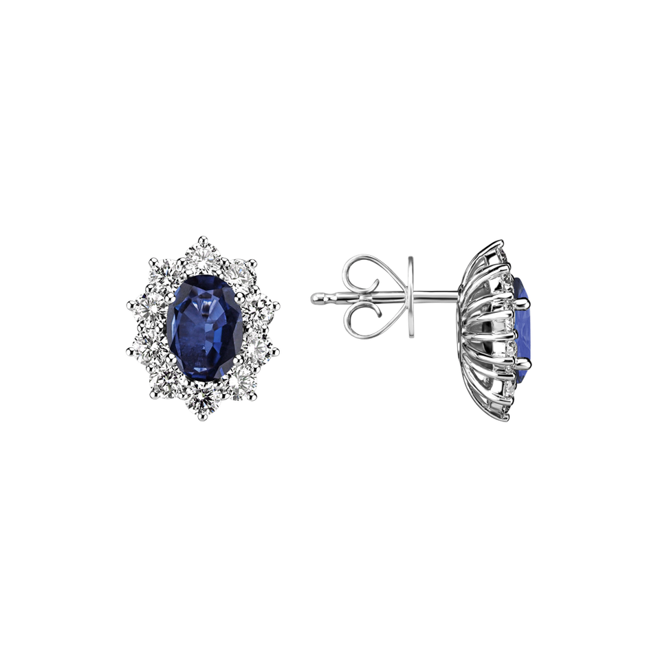Diamond earrings with Sapphire Princess Joy