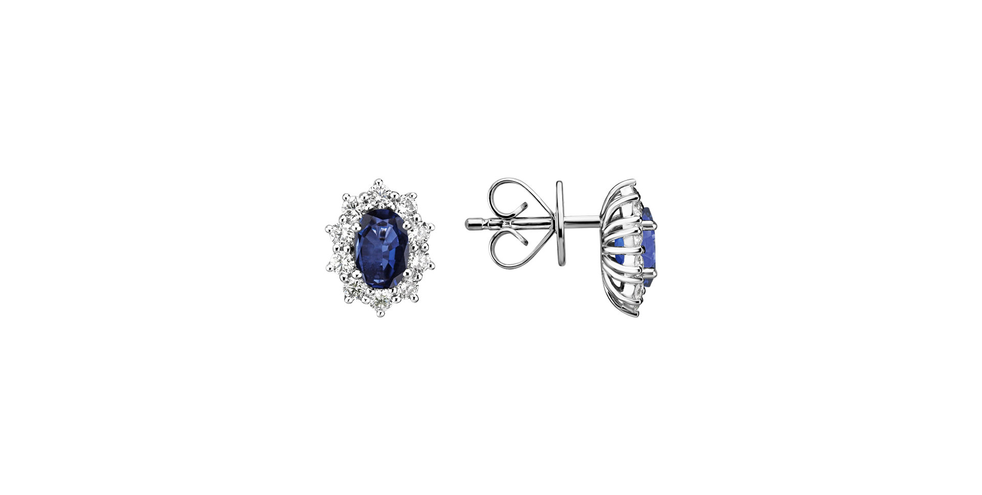 Diamond earrings with Sapphire Princess Joy