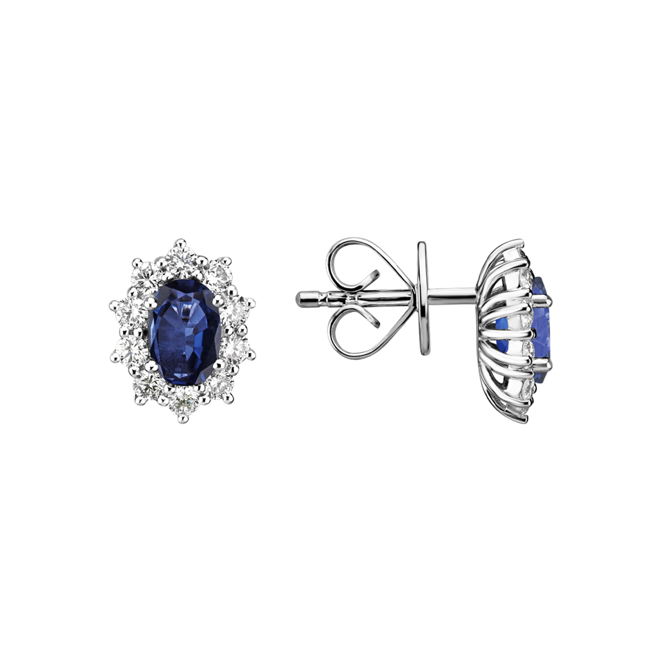 Diamond earrings with Sapphire Princess Joy