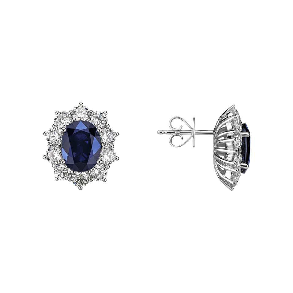 Diamond earrings with Sapphire Princess Joy