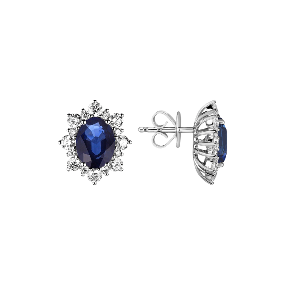 Diamond earrings with Sapphire Royal Aurora