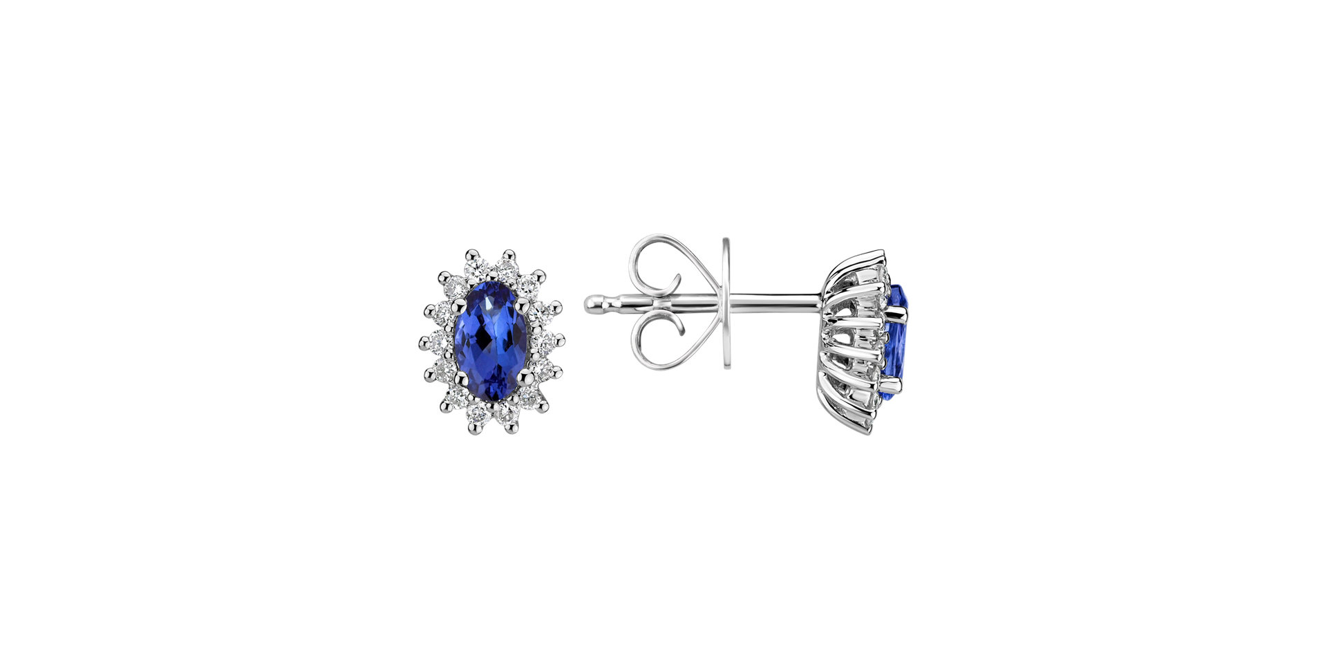 Diamond earrings with Tanzanite Princess Sparkle