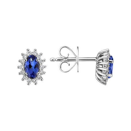 Diamond earrings with Tanzanite Princess Sparkle