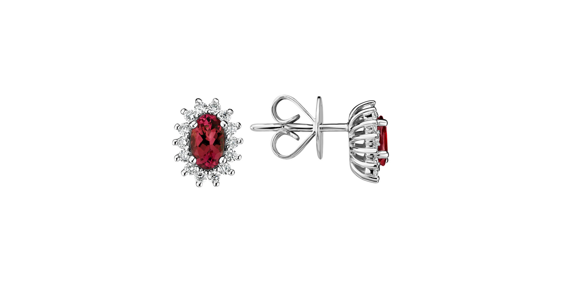 Diamond earrings with Ruby Princess
