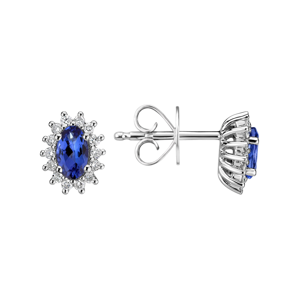 Diamond earrings with Tanzanite Princess