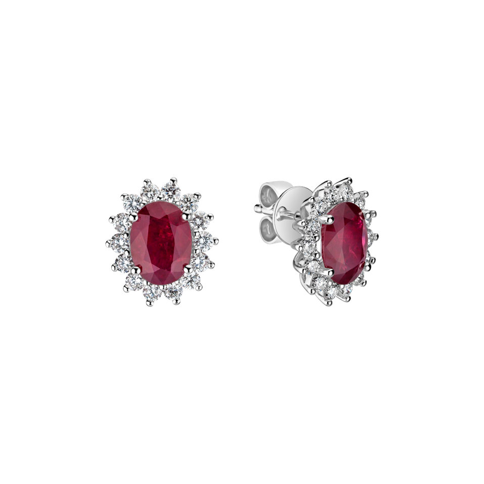 Diamond earrings with Ruby Princess