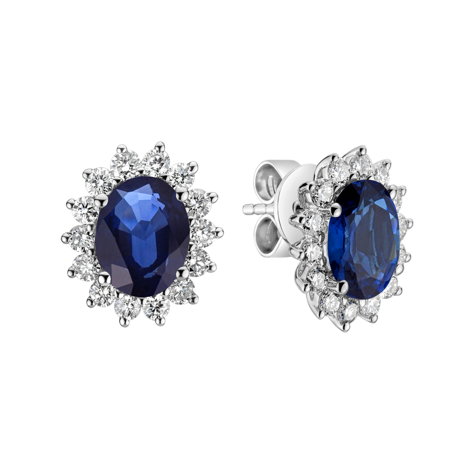 Diamond earrings with Sapphire Princess