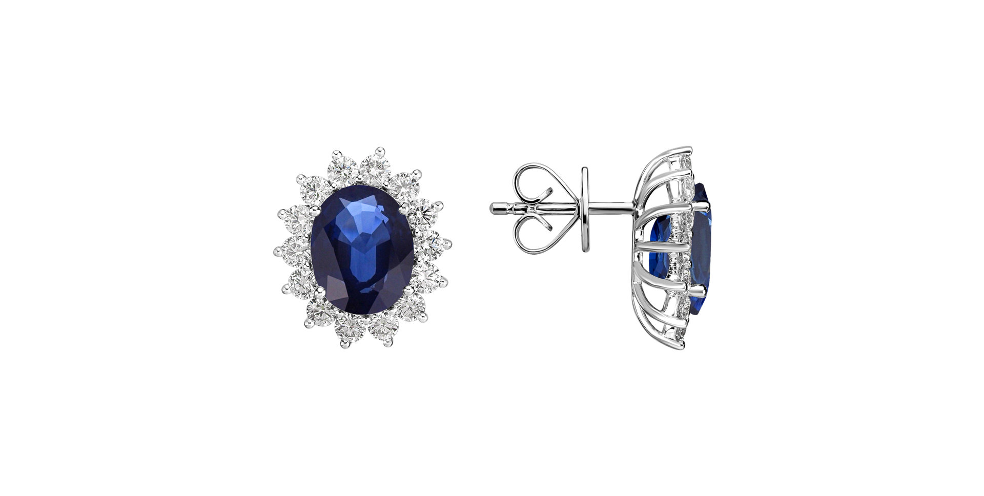Diamond earrings with Sapphire Princess