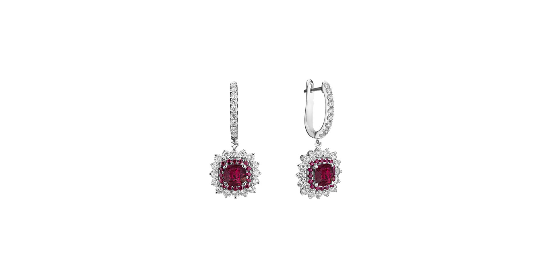 Diamond earrings with Ruby Radiant Shine