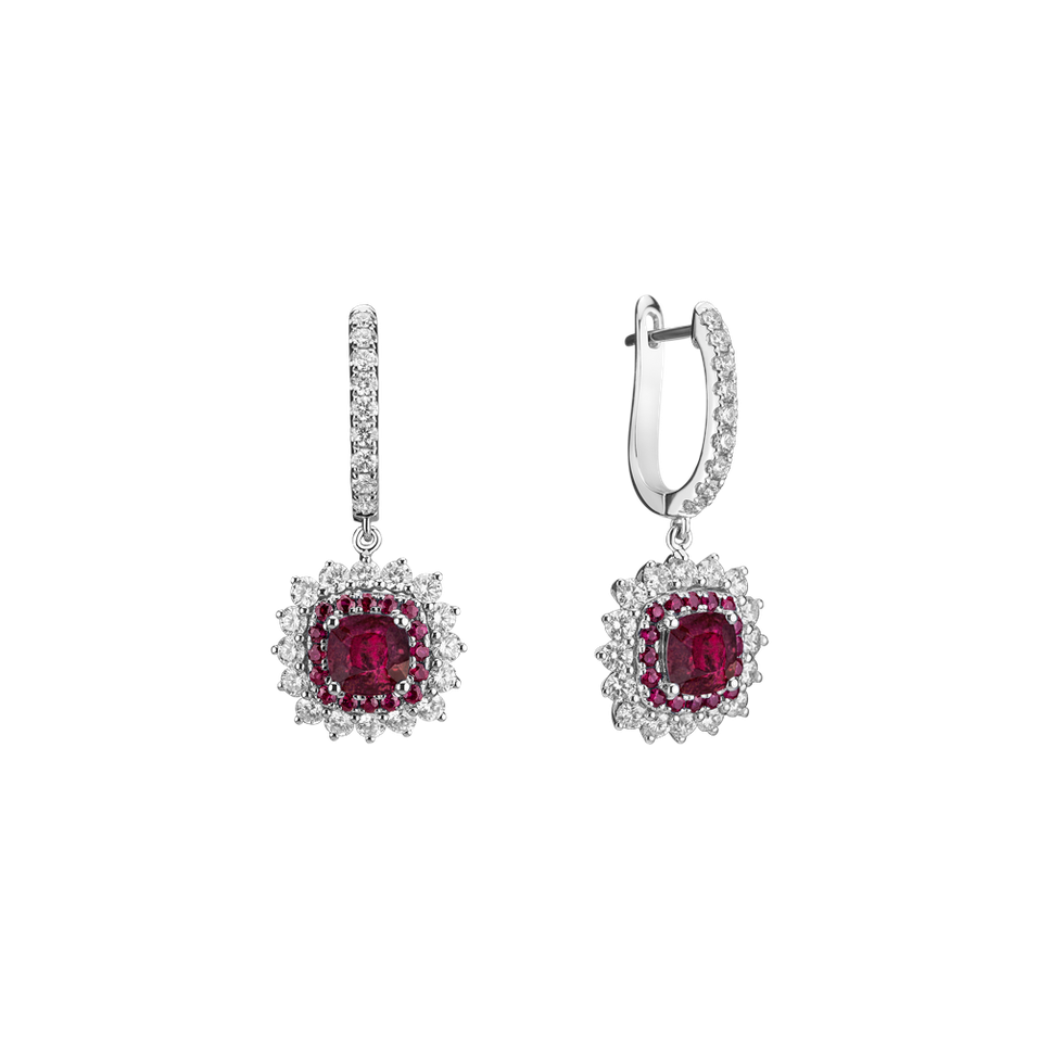 Diamond earrings with Ruby Radiant Shine