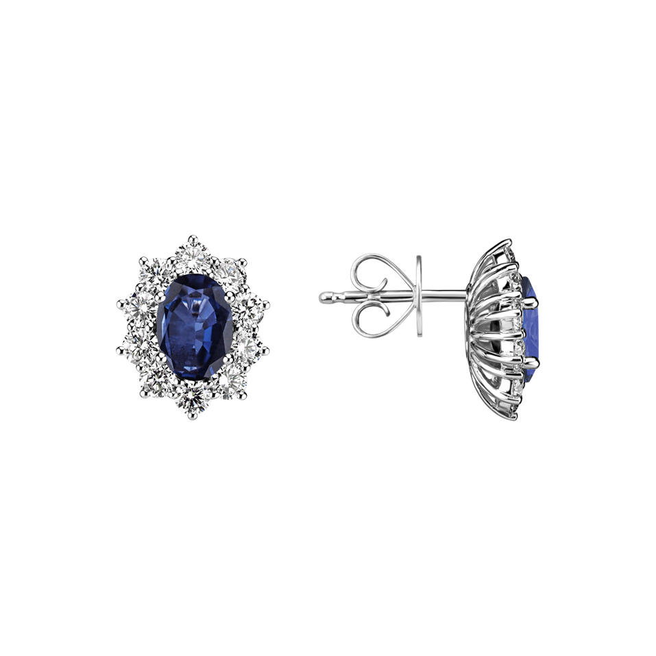 Diamond earrings with Sapphire Princess