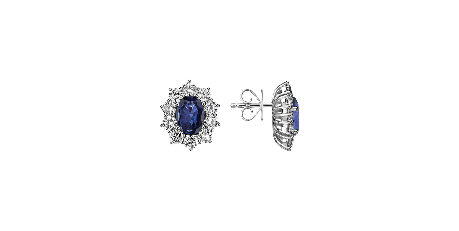Diamond earrings with Sapphire Princess