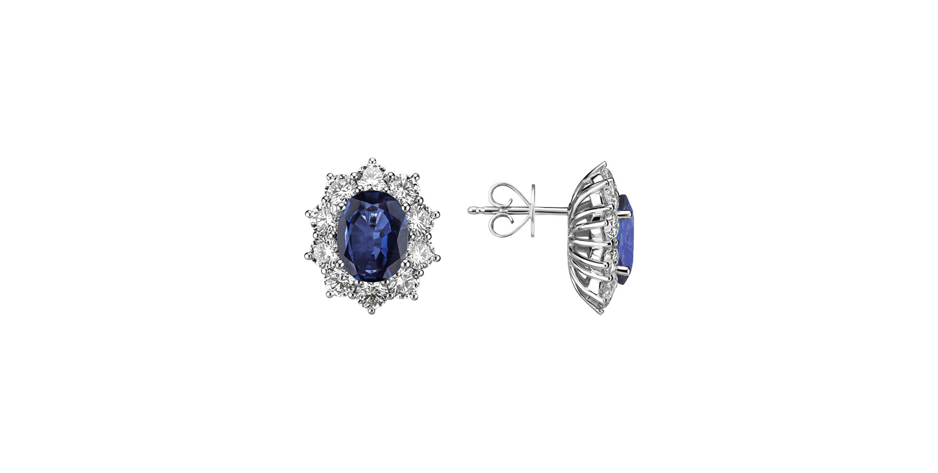 Diamond earrings with Sapphire Princess