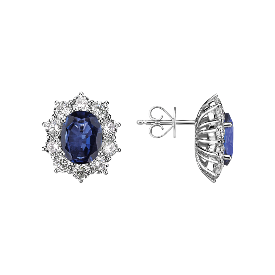 Diamond earrings with Sapphire Princess