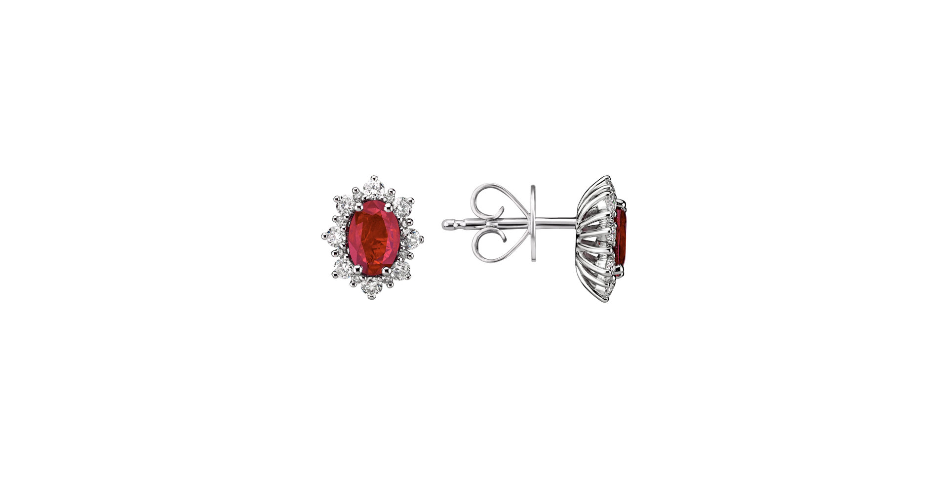 Diamond earrings with Ruby Royal Aurora