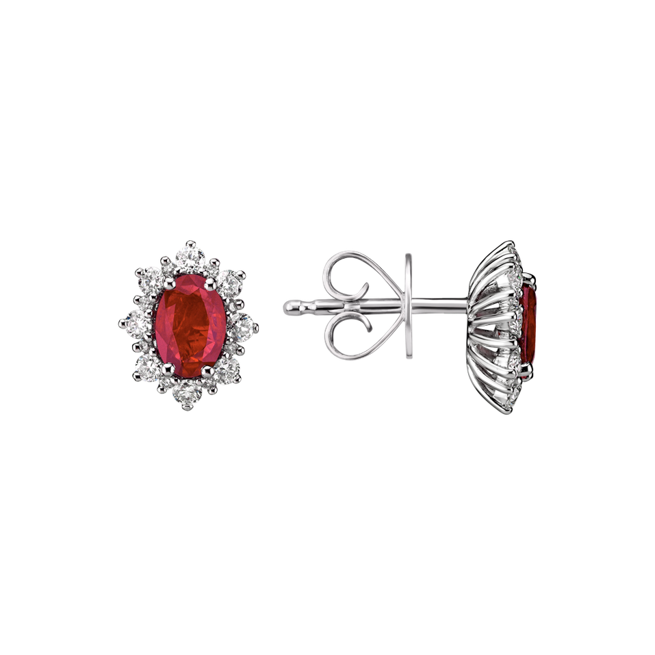 Diamond earrings with Ruby Royal Aurora
