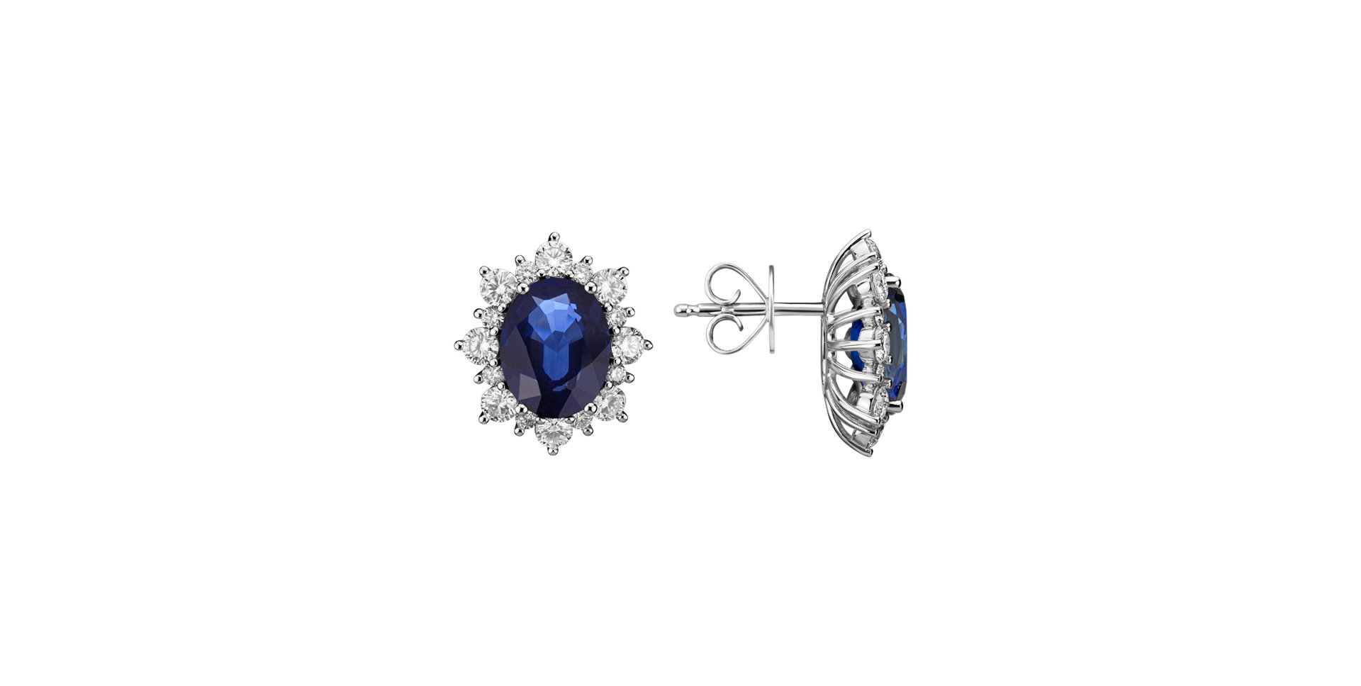 Diamond earrings with Sapphire Royal Aurora