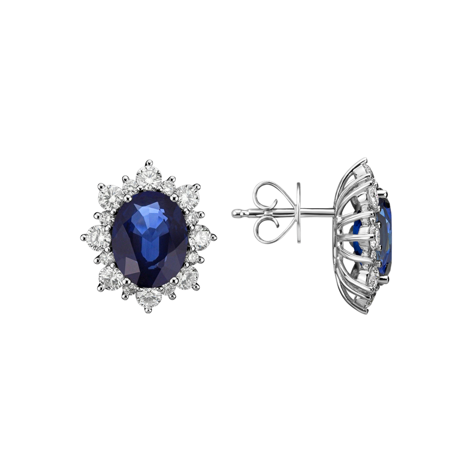 Diamond earrings with Sapphire Royal Aurora