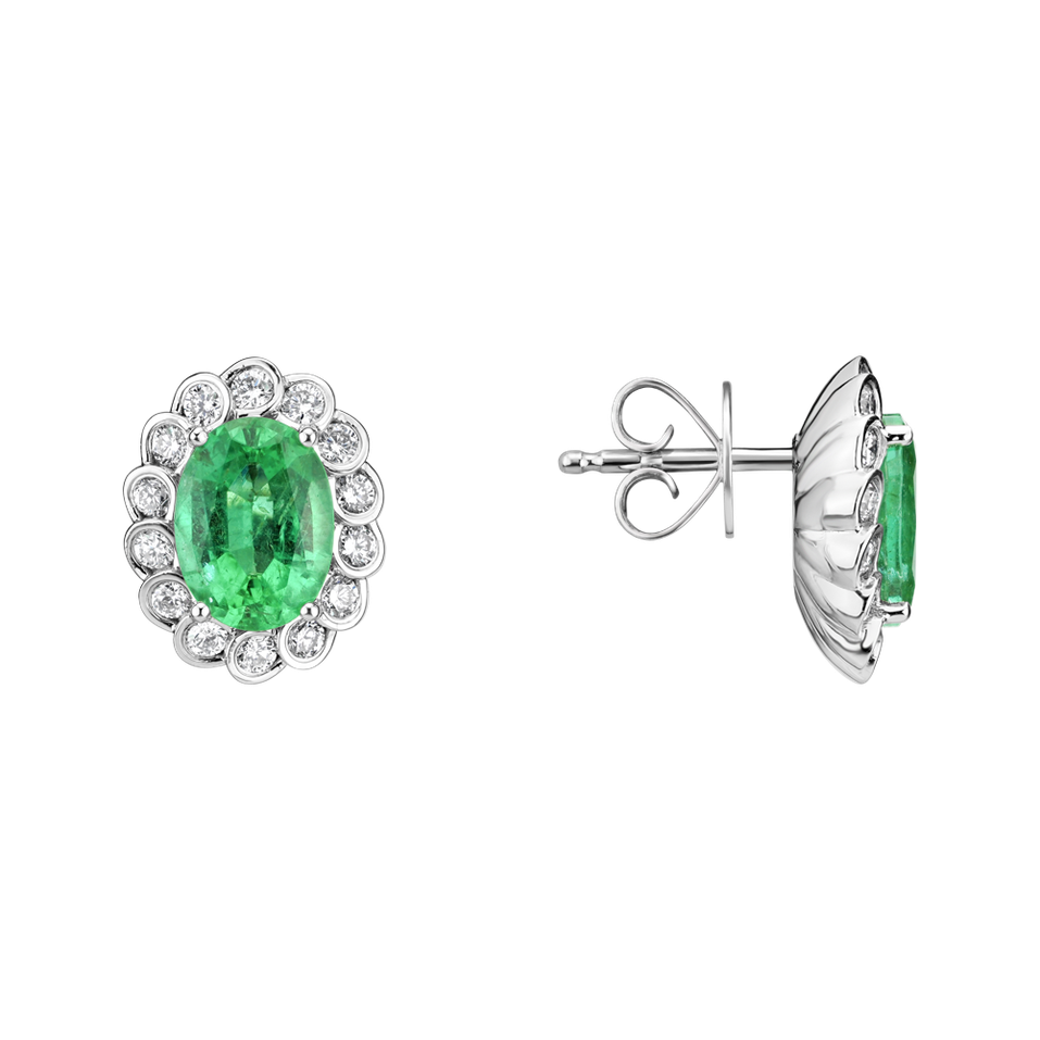 Diamond earrings with Emerald Princess