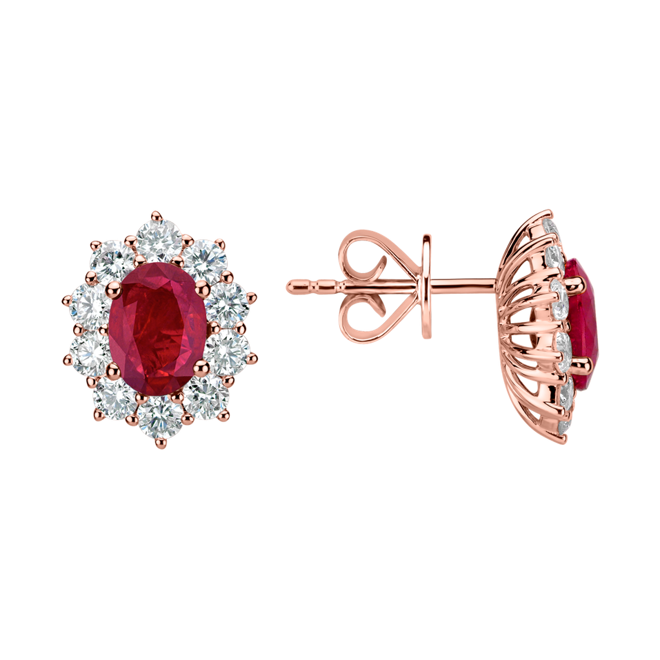 Diamond earrings with Ruby Princess