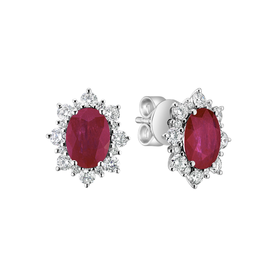 Diamond earrings with Ruby Princess