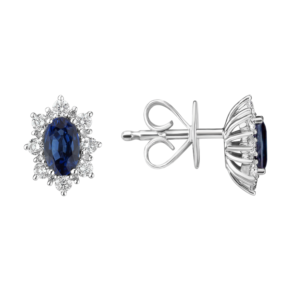 Diamond earrings with Sapphire Princess