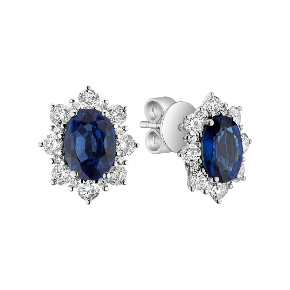 Diamond earrings with Sapphire Princess