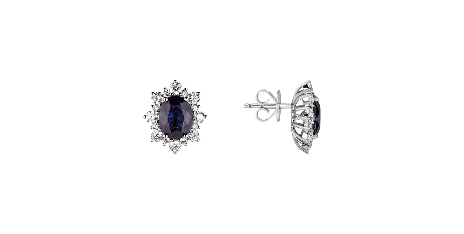 Diamond earrings with Sapphire Princess