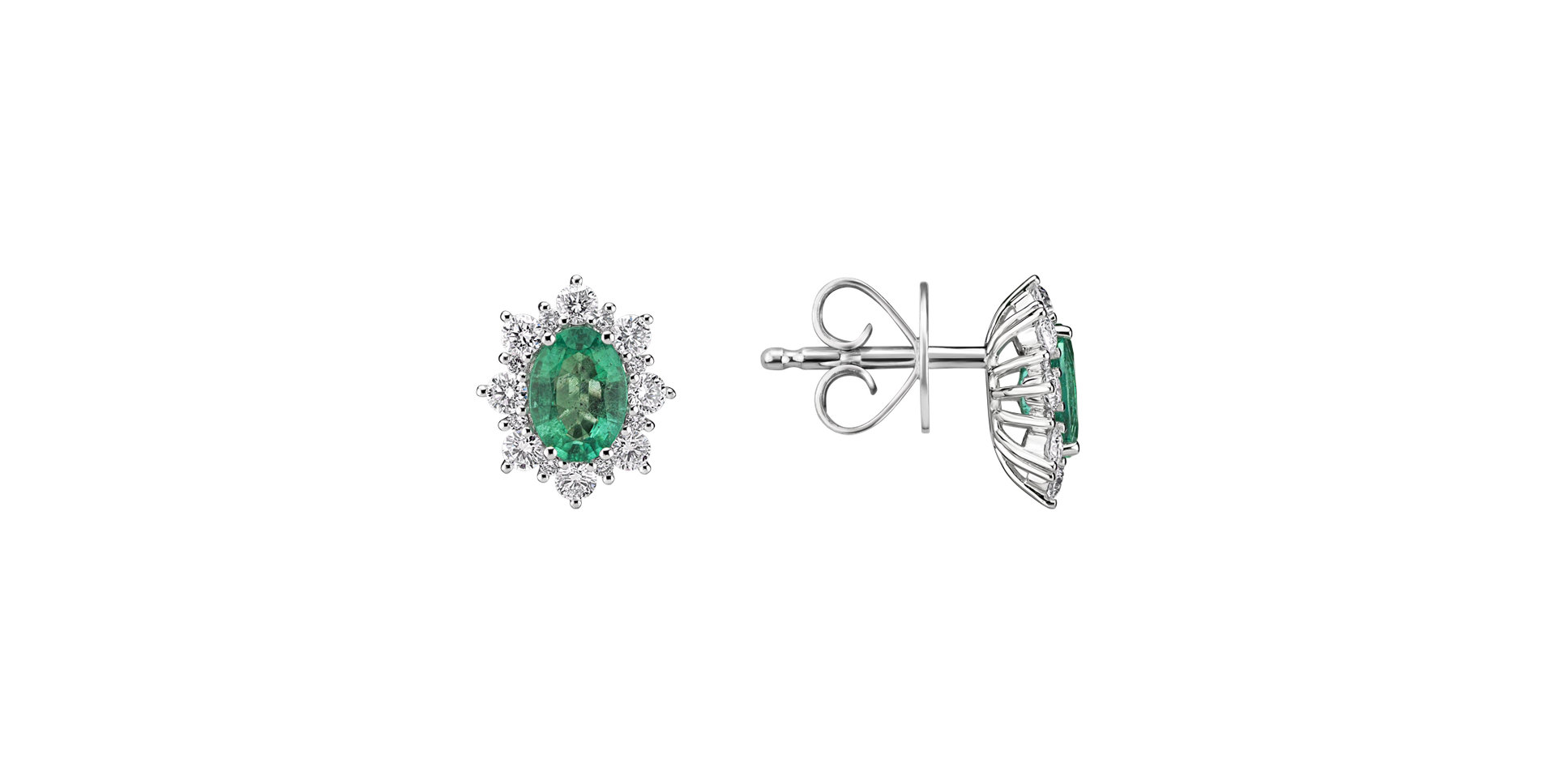 Diamond earrings with Emerald Princess