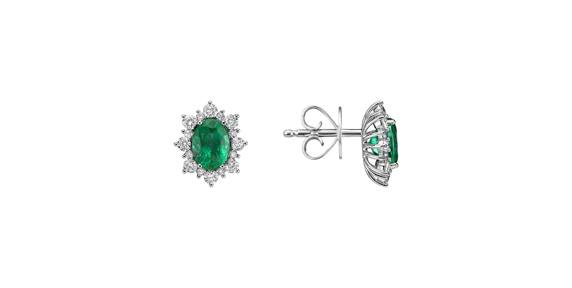 Diamond earrings with Emerald Princess