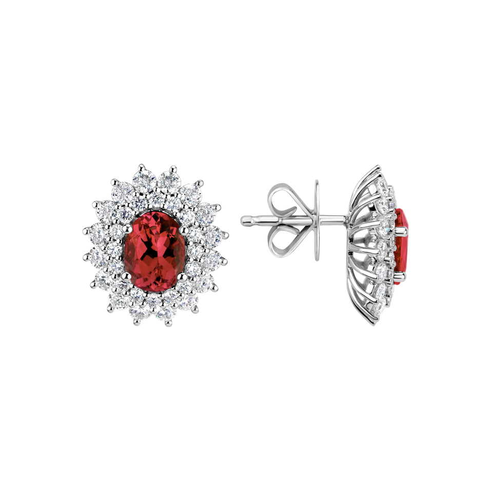 Diamond earrings with Ruby Princess Hope