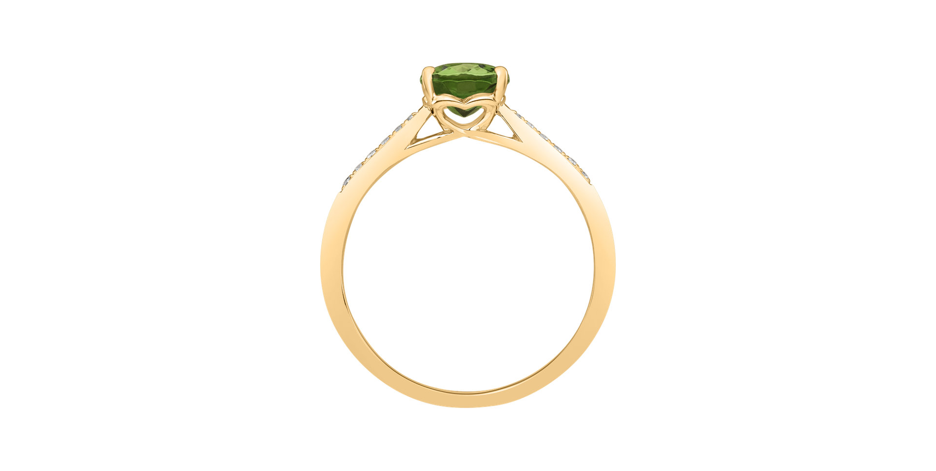 Diamond ring with Tourmaline Green Bonbon