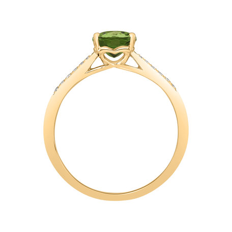 Diamond ring with Tourmaline Green Bonbon