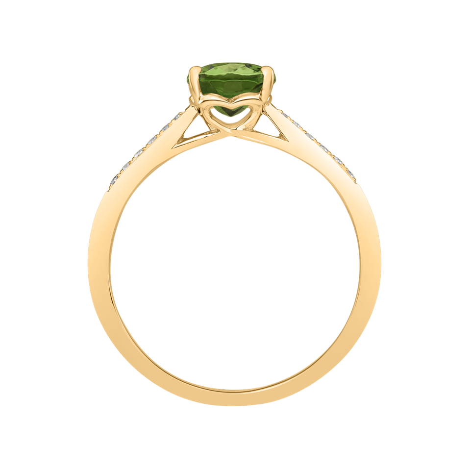 Diamond ring with Tourmaline Green Bonbon