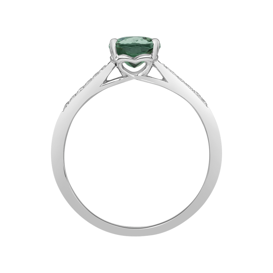 Diamond ring with Tourmaline Tyrkys Bonbon