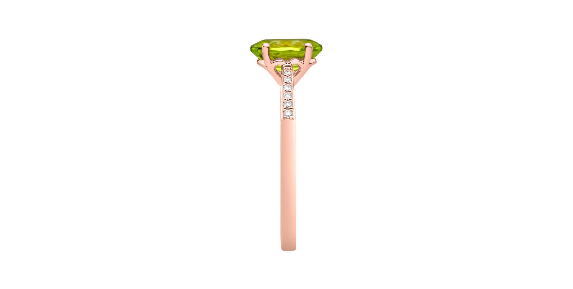 Diamond ring with Peridot Bonbon