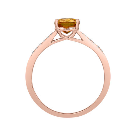 Diamond ring with Tourmaline Cognac Bonbon