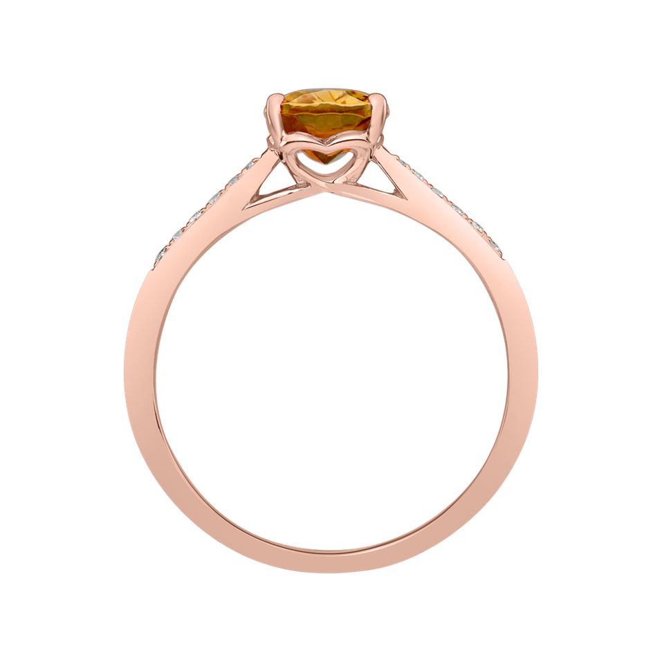 Diamond ring with Tourmaline Cognac Bonbon