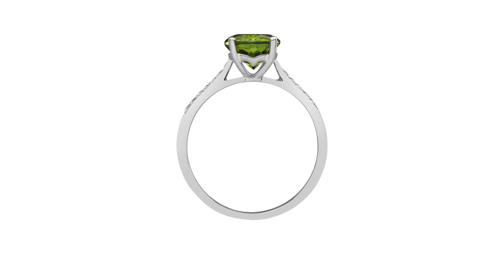 Diamond ring with Tourmaline Green Bonbon