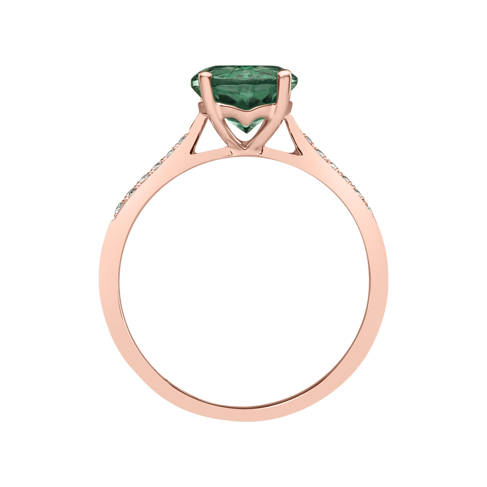 Diamond ring with Tourmaline Tyrkys Bonbon