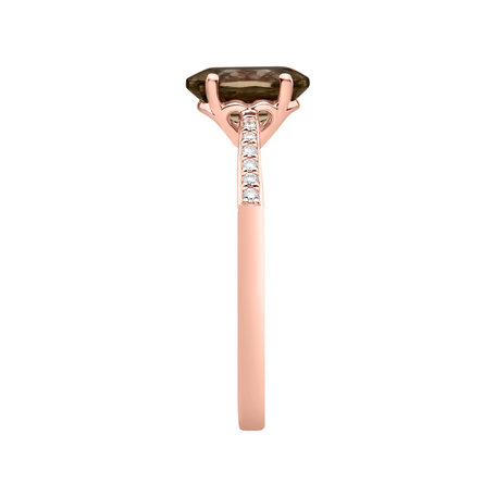 Diamond ring with Smoky Quartz Bonbon