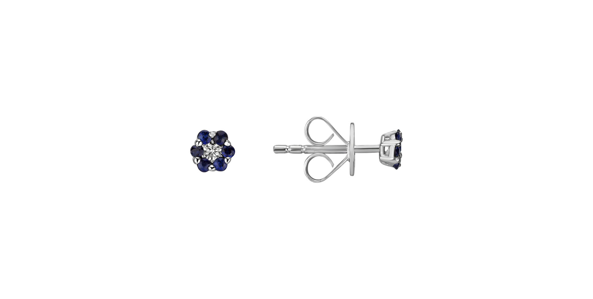 Diamond earrings and Sapphire Shiny Flower